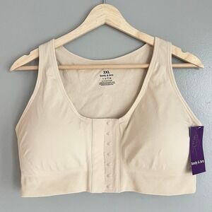 Body & Bra Front Closure Bra Women 3XL Beige Seamless Comfort Athleisure NWT